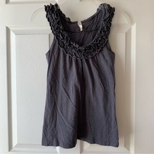Color Story gray tank with ruffled neck size small